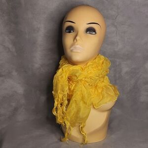 Bright Yellow Fashion Scarf With Crinkled Ruffles